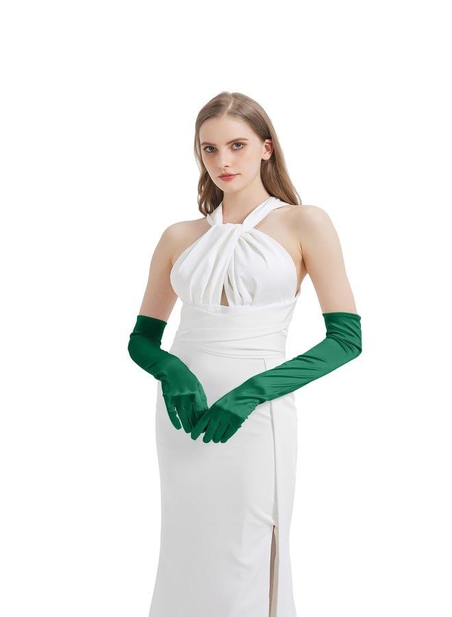 sodknow Long Green Gloves Costume Women Long Dark Green Satin Elbow Length Gloves 21" for Opera, Halloween Costume, Witch Cosplay, 1920s Gatsby Party, Roaring 20s Accessories, Dance & Formal Dress up - Image 3
